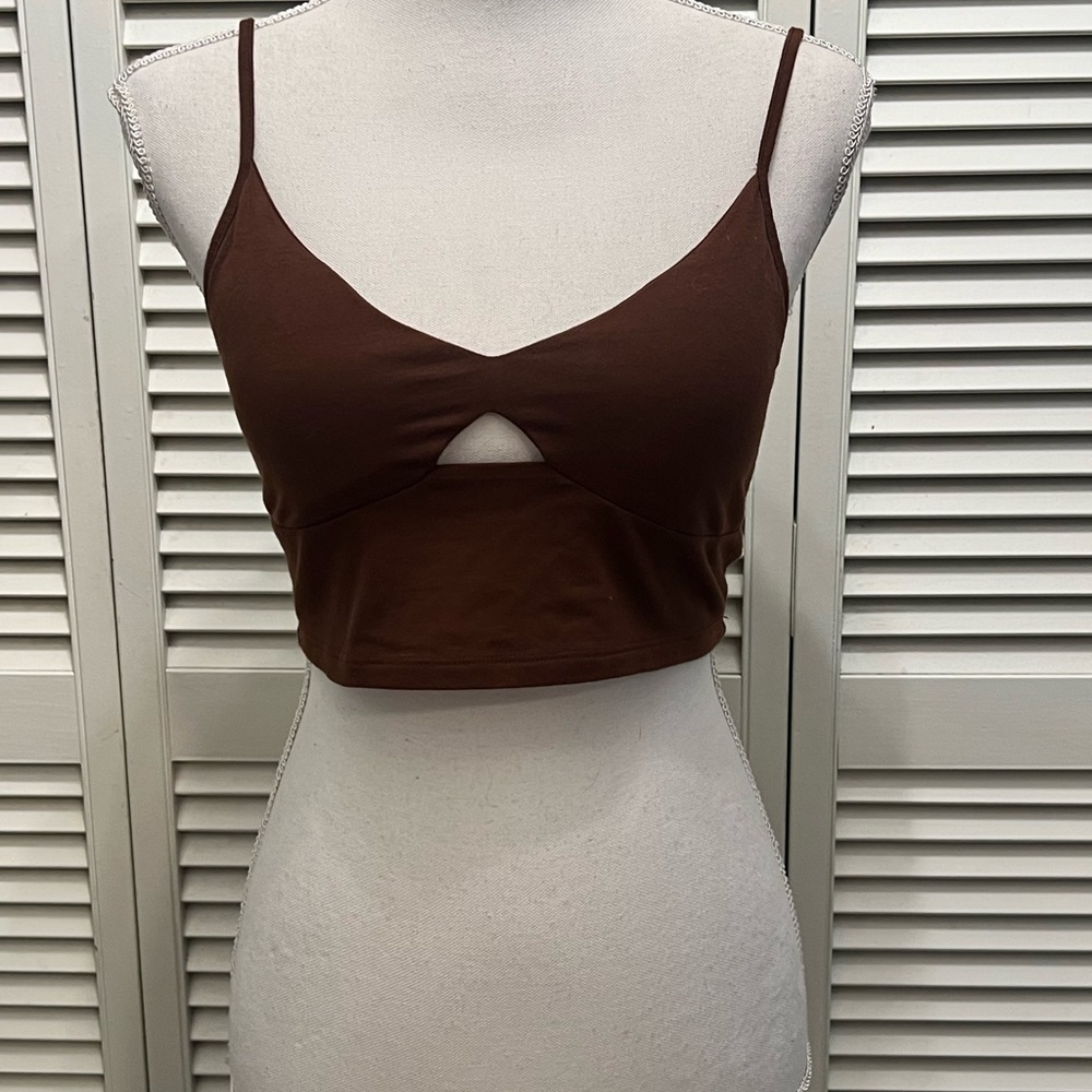 Brown Cutout Crop Top
